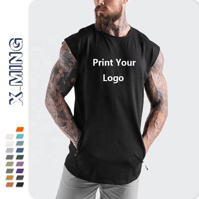 China High Quality QUICK DRY Manufacturing Muscle Man Tank Top T-shirt Sleeveless White Printing Vest Fitness Plus Size Breathable Cotton Vest for sale