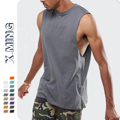 China Wholesale QUICK DRY Side Zipper Design Plus Size Gym Workout Man Oversize Gym Tank Top Muscle Fit Sports Cotton Breathable Vest for sale