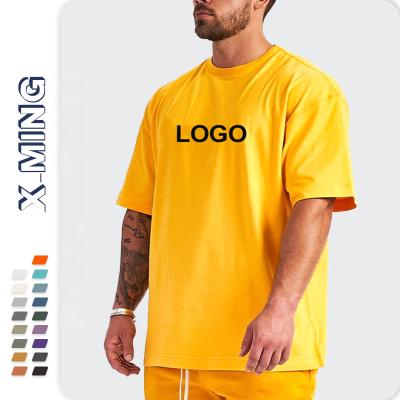 China Wholesale Summer Anti-wrinkle Custom Printing Logo Men Blank Solid T-shirts Drop To Shoulder Loose Mens Cotton Fit Tee Shirt Good Quality for sale