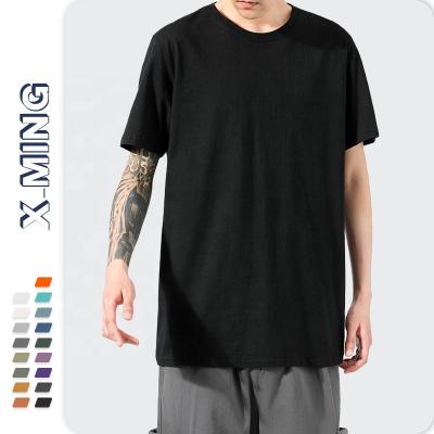 China Cheap price oversized men's t-shirt streetwear custom silk printing t-shirts QUICK DRY pure basic slim white 100%cotton tees silk printing t-shirts for sale