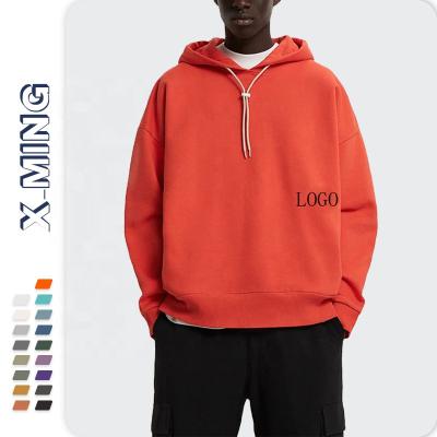 China Wholesale Custom Mens Hoodies White Plain Drop Shoulder Drawstring High Quality Hoodies Anti-Shrink Logo Cotton Oversized Thick Lined for sale