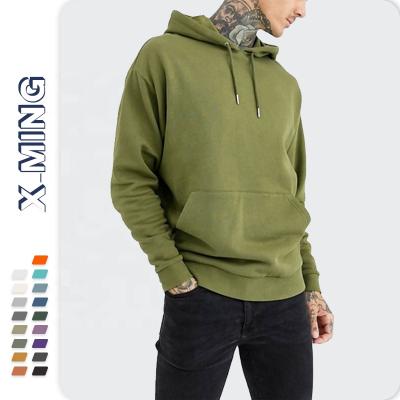 China Custom mens solid color white anti-pilling brand logo embroidery sweatshirt pullover hoodies wholesale basic green long sleeve with hooded for sale