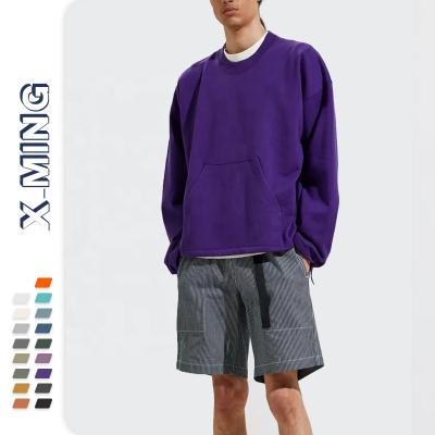 China Factory white sweatshirt brand logo cotton pullover custom thick purple oversize basic anti-shrink printing long sleeve sweatshirt man for sale