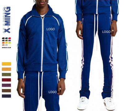 China Wholesale High Quality Breathable Custom Made Sweatsuit Sportswear Training Embroidery Streetwear Men's Casual Striped Tracksuit for sale