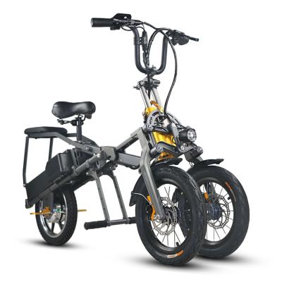 China Double Seat Airplaying 3 wheel folding electric bicycle scooter 48V15.6AH 500W Max Black Motor Power Battery for sale