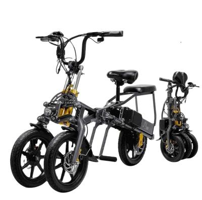 China Double Seat 500W City Off Road Electric Bicycle With Two Seat Three Wheel Folding Electric Bike for sale