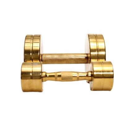 China TOPKO fitness pesas gym fitness small gold stainless steel cast adjustable dumbbell weights gym equipment for sale for sale