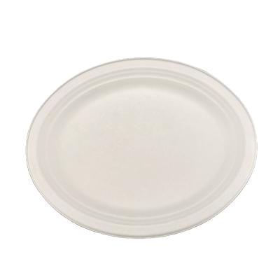 China Customizable Disposable Biodegradable Disposable Eco-Friendly Dishes Microwavable Hot Food Wrap Plates Oval Dish for sale