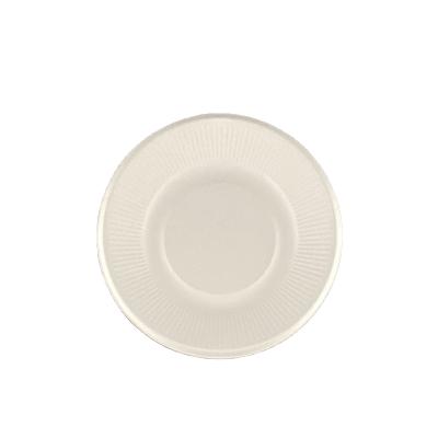 China Disposable Eco-friendly Food Package Sugarcane Plates Biodegradable Bagasse Sugarcane Pulp Plates Corrugated Edge Disposable Plates for sale