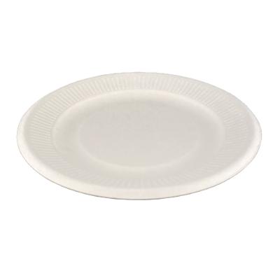 China High Quality Disposable Bagasse Food Container Biodegradable Paper Pulp Plates Eco-Friendly Round Plate-7 Disposable Edge Corrugated Plate for sale