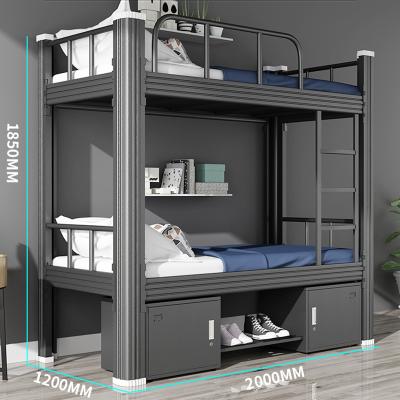 China (Other) Adjustable Iron Bunk Beds School 2 Layers Metal Steel Double Bridge Bed With Bottom Storage Cabinet for sale