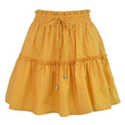 China Women's Summer Fashion Waist Short Skirt High Waist Solid Color Half Slip Elastic Skirts Plus Clothing for sale