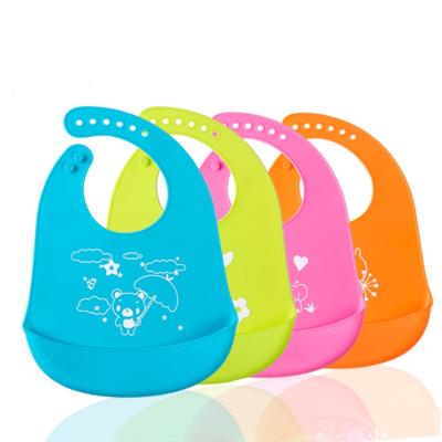 China BPA Free Kids Infant Food Drops Drooling Bib Rice Pouch Printing Waterproof Silicone Baby Toddler Bibs for sale