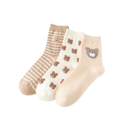 China Autumn Ladies Tube Socks Cartoon QUICK DRY female little bear jars style women cotton cute soft socks for sale