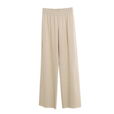 China Anti-wrinkle Summer High Waist Loose Wide-leg Pants Women Straight Cool Elastic Thin Ice Silk Pants Leg Pants for sale