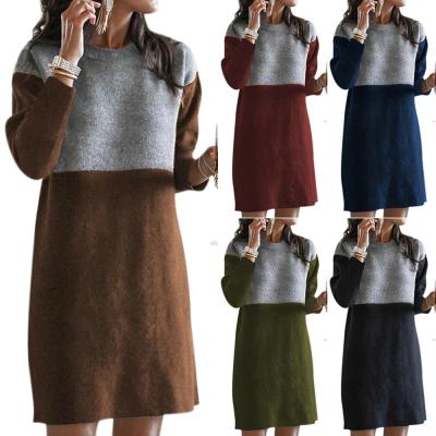 China Anti-wrinkle autumn and winter women's sweater loose large size round neck long sleeve women's dress for sale