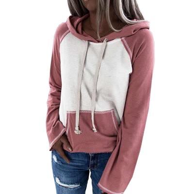 China New Winter Women Anti-wrinkle Tops Color Matching Kangaroo Pocket Sweatshirt Hoodies for sale