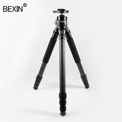 China Heavy Double Groove Professional Carbon Fiber Tripod Fibe Tripod +Monopod+ Ball Head Low Density New Product BEXIN Heavy Duty Carbon Fiber Tripod With Flexible Double Groove Ball Head Low Density Tripod For SLR Camera for sale