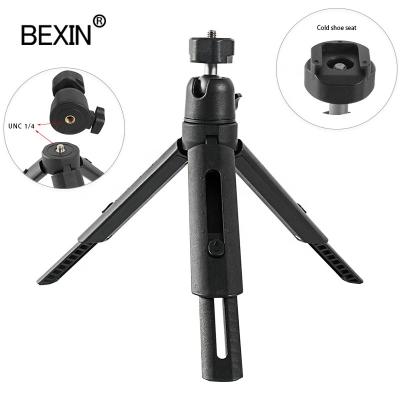 China BEXIN Lightweight Portable Mini Tripod Convertible Shoe Mini Universal Desktop Cold Mount for SLR Camera Phone Snap Microphone for sale