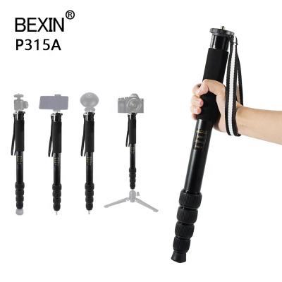 China P315A Digital Camera Aluminum Alloy Monopod Flexible Telescopic Travel Equipment Photographic Equipment For SLR Sports Camera Head for sale