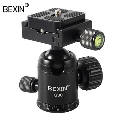 China Factory Sale Tripod Ball Head Aluminum Alloy Pan 360 Degree Rotation With Quick Release Dish Bubble Level For Cameras for sale