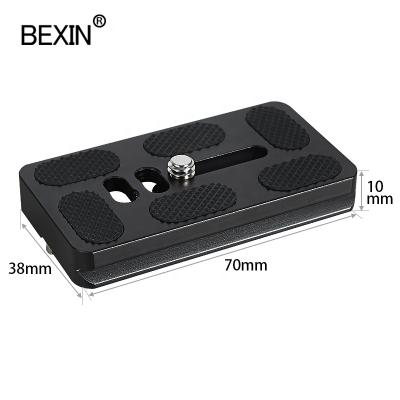 China BEXIN Aluminum Alloy New Product Camera Parts Accessories Tripod Base Quick Release Aluminum Snap Plate 70*38mm for dslr video camera for sale