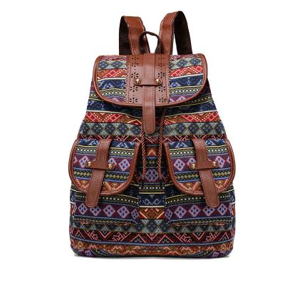 China PORTABLE hot sale women bag fashion large capacity backpack ethnic style printing casual canvas bags outdoor leisure travel bag for sale