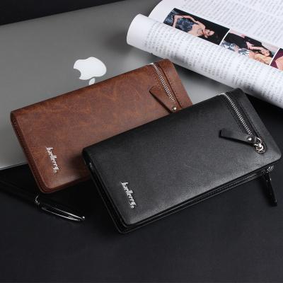 China Fashion Multi Functional Leather Anti-theft Buckle Vertical Long Retro Wallets Anti Theft Wallets Zero Wallet For Men's Clutch Bag for sale