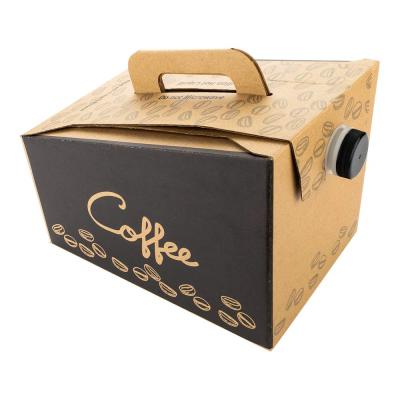 China Recycled Materials Custom Logo Printing 1L 1.5L 2L 3L 5L Corrugated Coffee BIB Bag In Box Coffee Beverage Dispenser With Bag And Valve for sale