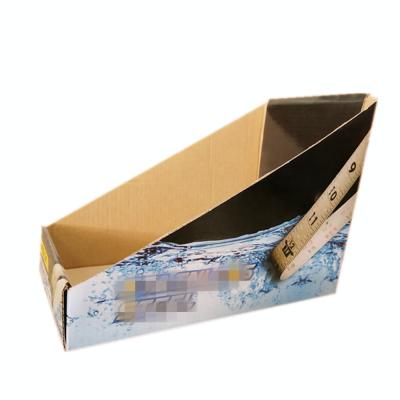 China Recycled Materials Logo Printing Corrugated Cardboard Custom Counter Stands Glossy Custom Tabletop Display Box Counter Display Stand for sale