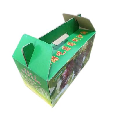 China Recycled Materials Handle Design Corrugated Cardboard Shipping Carton Custom Paper Box For Vegetables Fruits Packaging With Vent Holes for sale