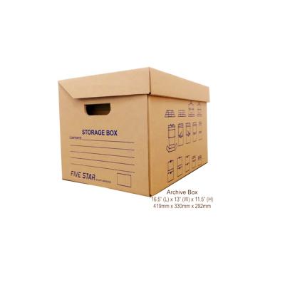 China Recycled Materials HIGH QUALITY CORRUGATED CRAFT STORAGE PAPER MOVING BOX CARDBOARD ARCHIVE BOX WITH LOGO for sale