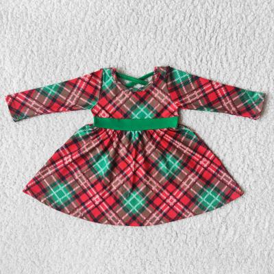 China Red and Green Plaid Washable Long Sleeve Twirl Dresses Baby Christmas Dresses from RTS Children's Clothing for sale