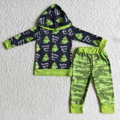 China Casual Black Long Sleeve Hooded Sweatshirts Camouflage Pants Toddler Boy Outfits Boys Christmas Clothing for sale