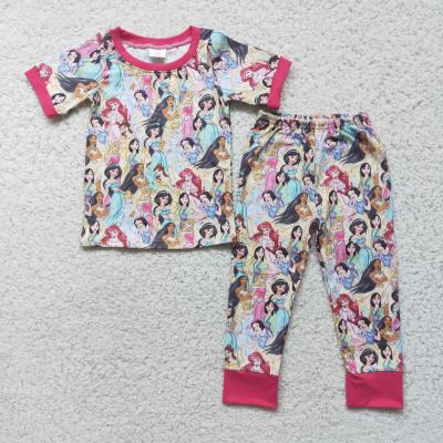 China Cute Casual Short Sleeve Printing Girls Nightgowns Boutique Kids Outfits Girls Pajamas for sale