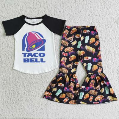 China Taco Bell casual short sleeve shirt pants girls outfits children's boutique clothing girl children clothing for sale