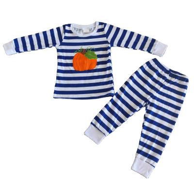 China Newborn Baby Boy Girls Thanksgiving Pumpkin Stripe Casual Sleepwear Toddler Sleepwear Outfits Boutique Pajamas for sale