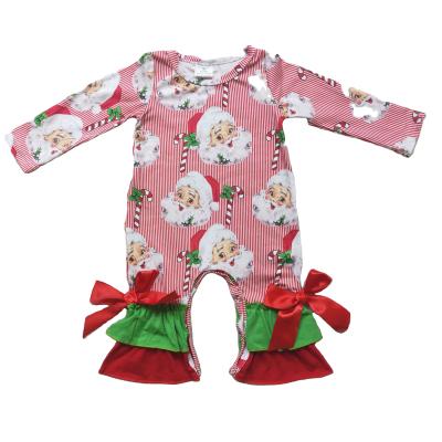 China Wholesale Christmas Santa Red Cute Casual Boutique Ruffles Romper RTS NO MOQ Trendy Toddler Kids Drop Teams Kids Clothing for sale