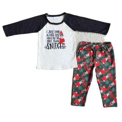 China Sweet Christmas Red Black Raglan Cartoon Long Sleeve Legging Children Kids Baby Clothing for sale