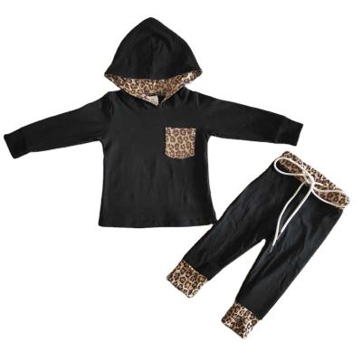 China Black Breathable Pocket Leopard Sweatshirts Loose Hoodies Long Sleeve Outfits Wholesale RTS Boutique NO MOQ Girls Kids Clothing for sale