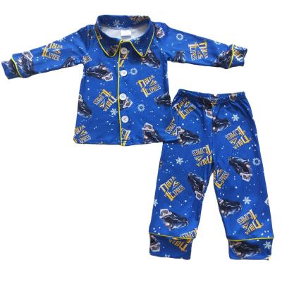 China Breathable blue cartoon pajamas match pants outfits for wholesale RTS NO MOQ western style baby high quality boys kids apparel for sale