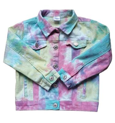 China silk/cotton milk & Spandex Blue Ready To Ship Kids Toddler Baby Clothes Tie Dye Denim Jacket Denim Coat Children Fall Set Clothes Support Wholesale for sale