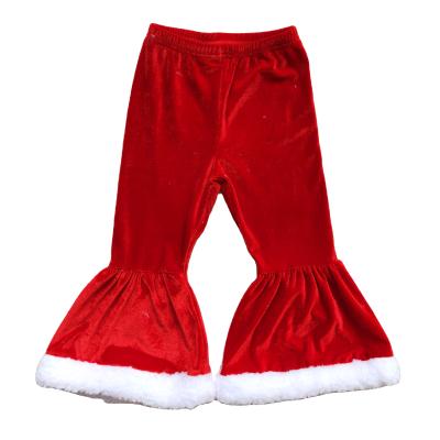 China cotton & Spandex Autumn Winter Children's Clothing Christmas Red Gold Velvet Flared Trousers Kids Children Clothing for sale