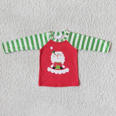 China silk/cotton milk & Spandex Autumn Winter Christmas Style And Red And Green Printed Top Children's Clothing Long Sleeve Clothes for sale