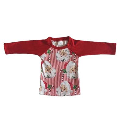 China Comfotable Red Christmas Gift Santa Candy Sleeve Kids Raglan Fall Long Squares Top Toddler Clothes Baby Boy Clothes for sale