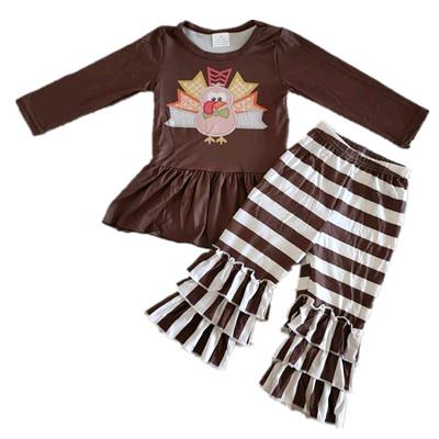 China Various Sizes Comfortable Thanksgiving Gift Set Children Toddler Girls Exquisite Clothes Two-Piece Pants Long Set Children Outfits for sale