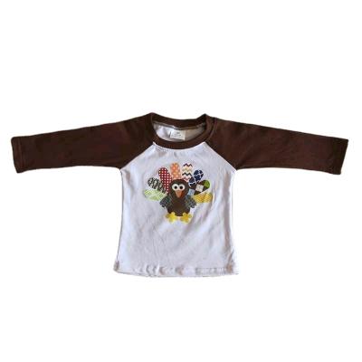 China Thanksgiving Day Brown Raglan Long Sleeve Comfortable Turkey Boys Top Cool Top Kids Fall Clothes Boys Clothing Boutique Baby Tops for sale