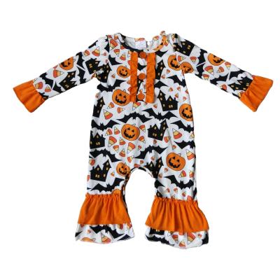 China 2021 New Kids Eco-friendly Toddler Celebrate Halloween Pumpkin Baby Long Sleeve Jumpsuit Climbing Costume Outfits Fall for sale