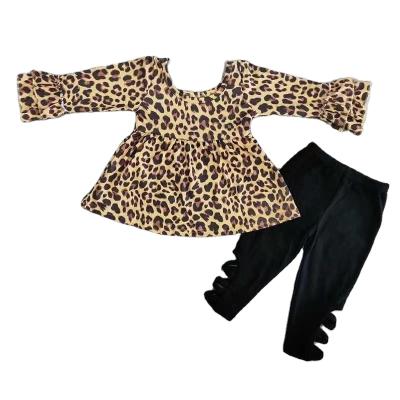 China 2021 leopard casual tunic long sleeves criss cross leggings wholesale RTS high quality NO MOQ boys kids clothes children clothing for sale