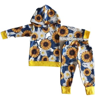 China Casual sunflower long sleeves hoodies outfits match leggings RTS high quality NO MOQ boys kids clothes children's clothing for sale